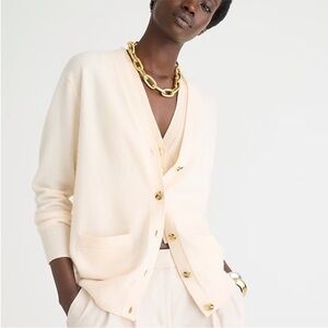 J. Crew Cashmere Relaxed Cardigan Sweater in Heather Muslin Womens XXS Neutral